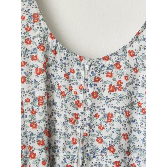 Trixxi XL white red blue ditsy floral tie waist knee length flowy tank dress - Picture 6 of 9
